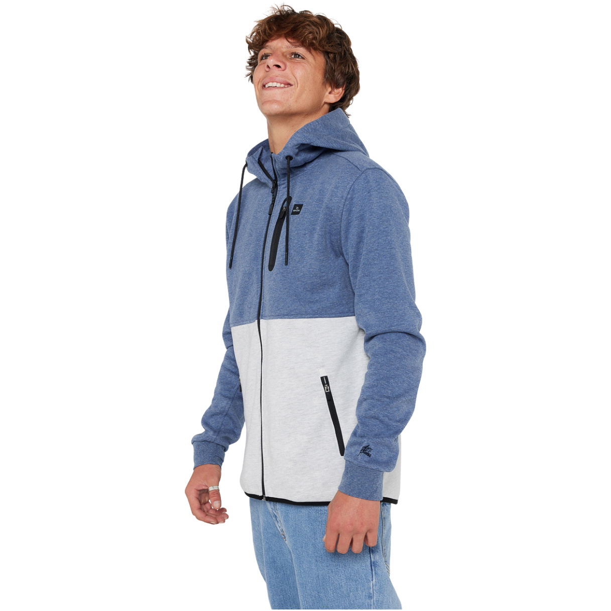 2025 Rip Curl Männer Anti Series Departed Zip Fleece CFEDB9 - Navy / Grey